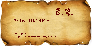 Bein Miklós névjegykártya